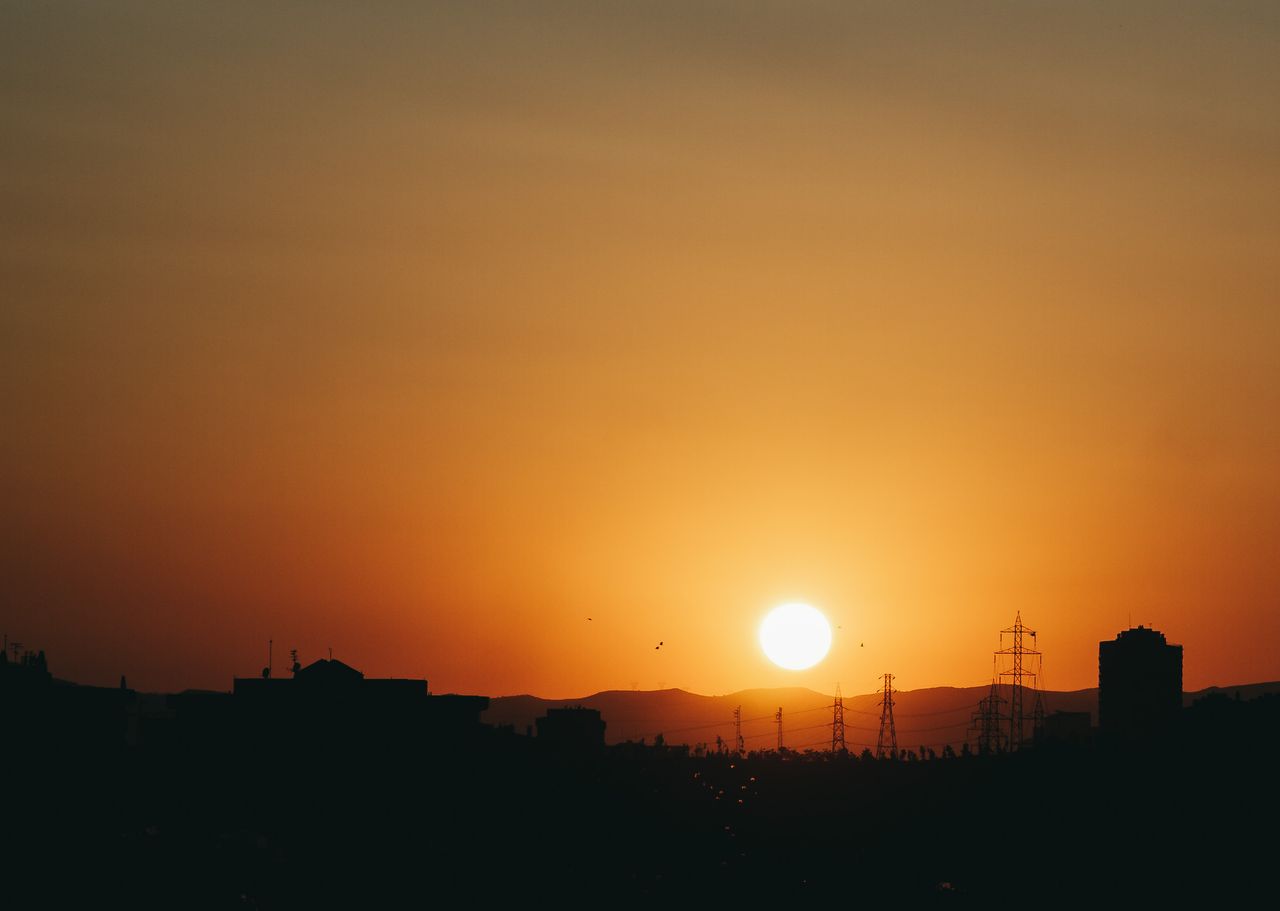 Captivating sunset over Ankara with silhouetted skyline and warm hues.